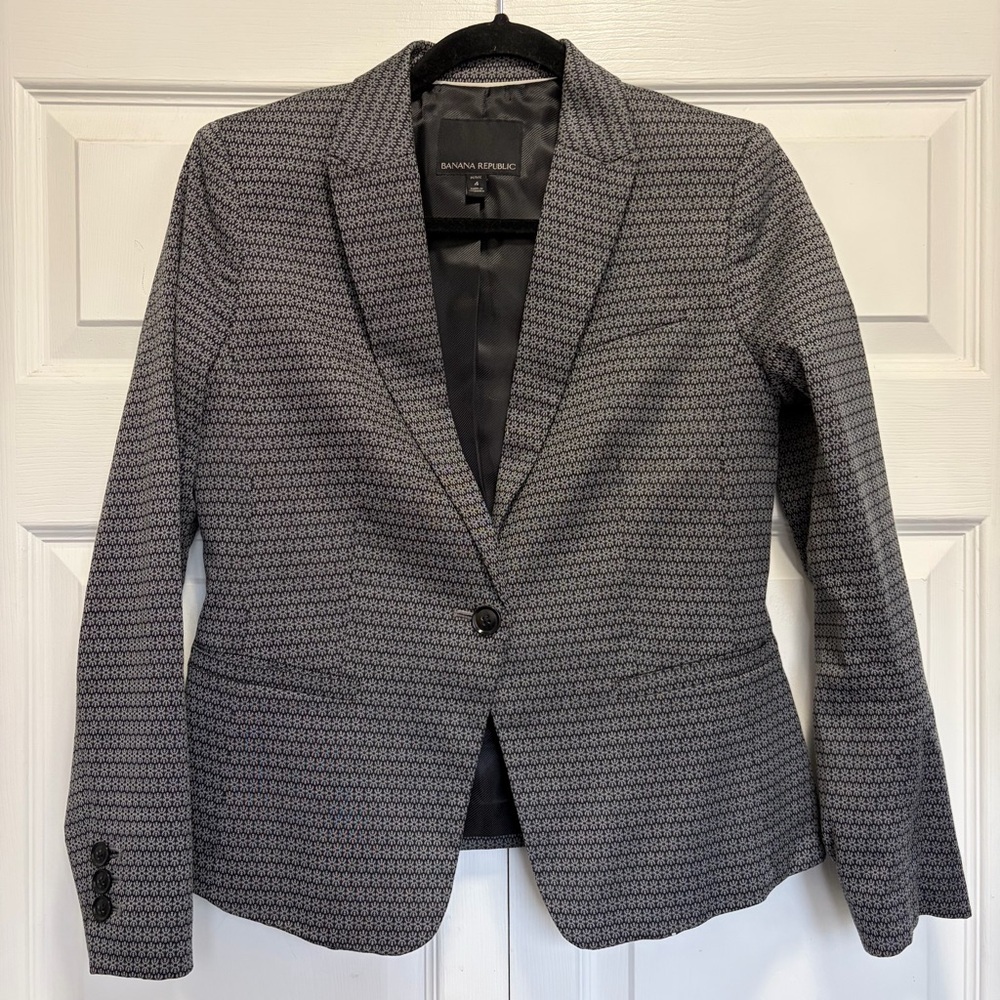Banana Republic Black‎ and Gray patterned Women's Blazer 4 petite